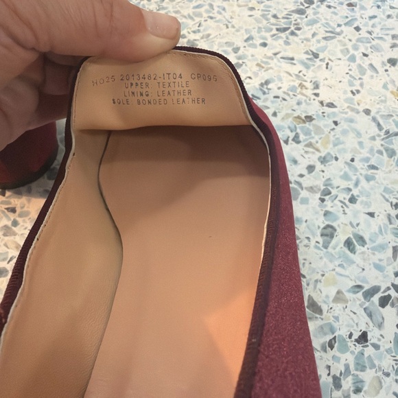 J Crew Velvet Bow Smoking Slippers Burgundy Flats Italy 8.5 - Picture 6 of 7